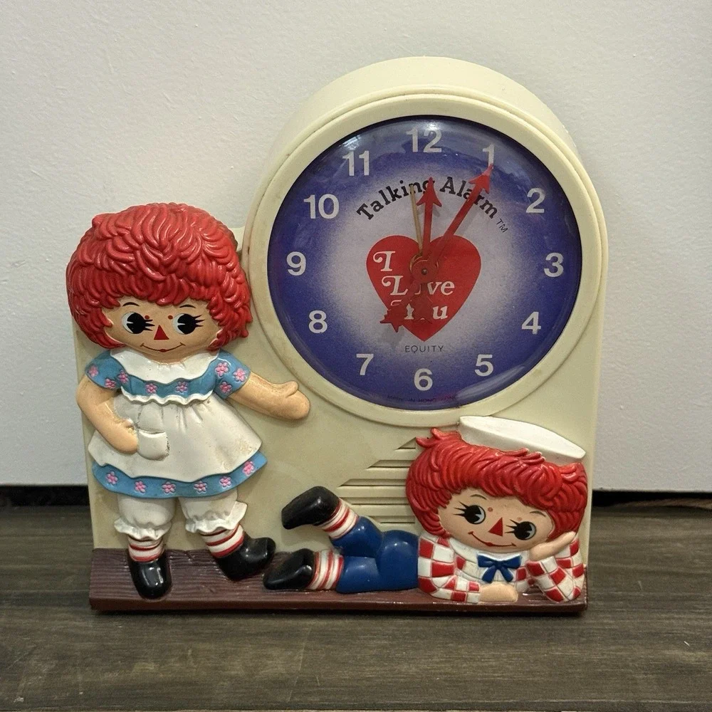 Vintage Raggedy Ann Andy Wind-Up Alarm Clock. Untested As Is